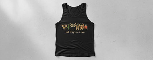 Sad Bug Summer Vintage Insects Tank Top - product mockup - Black