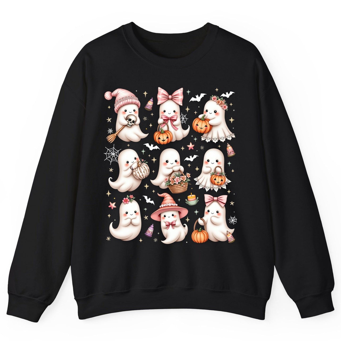 Cute Pink Halloween Ghosts cute Halloween ghosts Sweatshirt Black product mockup
