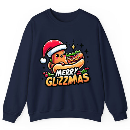 Merry Glizzmas hot dog Sweatshirt Navy product mockup