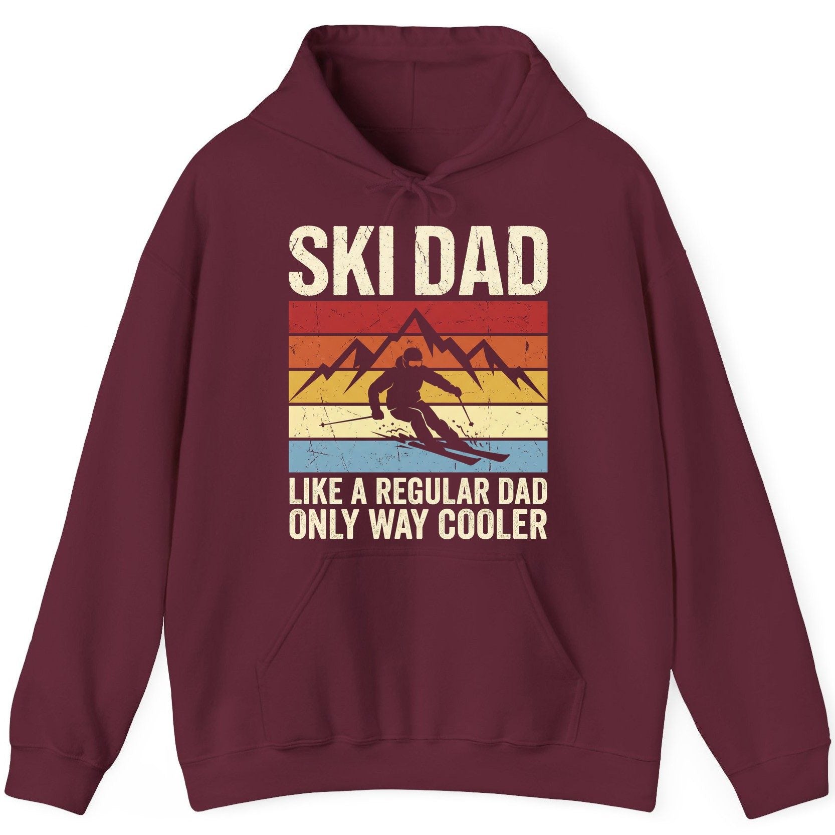 Ski Dad Like a Regular Dad Only Way Cooler skiing Hoodie Maroon product mockup