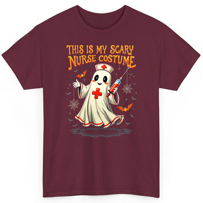 This Is My Scary Nurse Costume Halloween ghost nurse T-Shirt Maroon product mockup