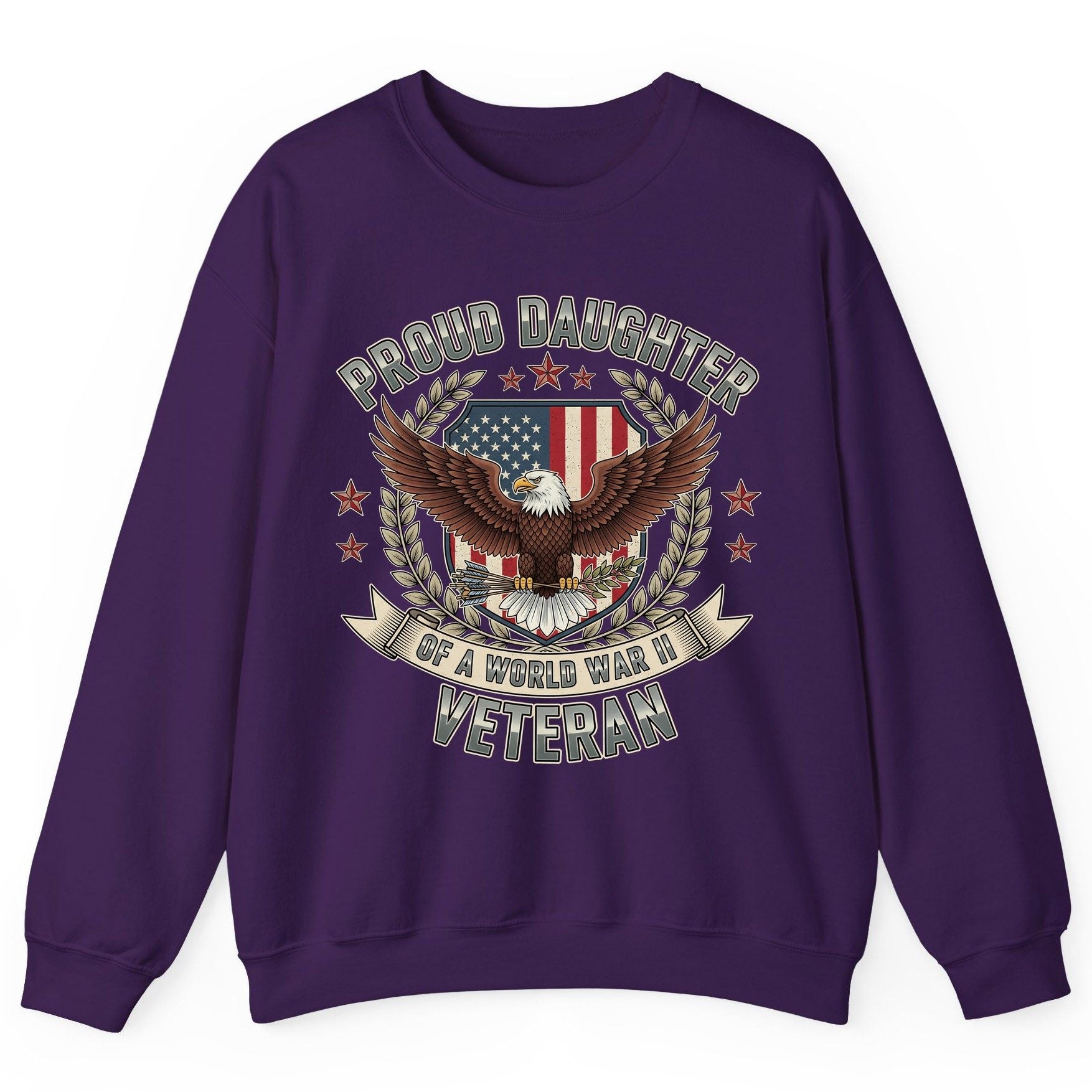 Proud Daughter of a World War Ii Veteran wwii veteran Sweatshirt Purple product mockup