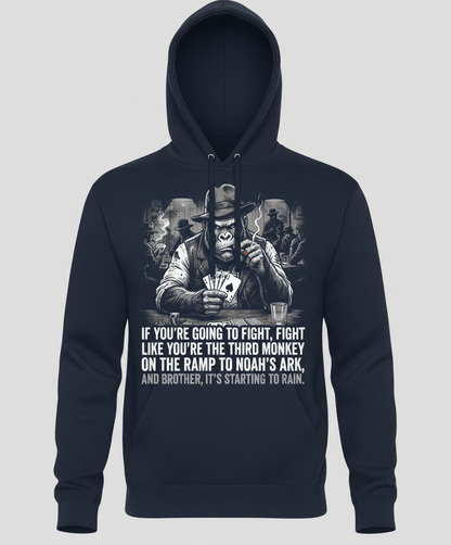 Third Monkey on Noah's Ark Gorilla Poker Player Hoodie - Navy