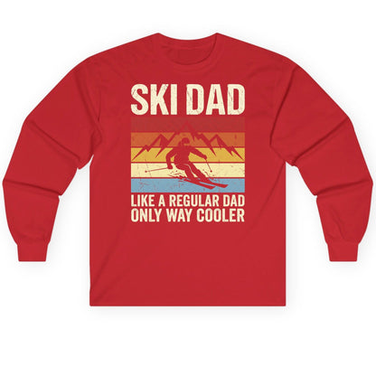 Ski Dad Like a Regular Dad Only Way Cooler skiing Long Sleeve Tee Red product mockup