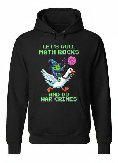 Let's Roll Math Rocks Frog Wizard Pixel Art TTRPG Design Hoodie - Black