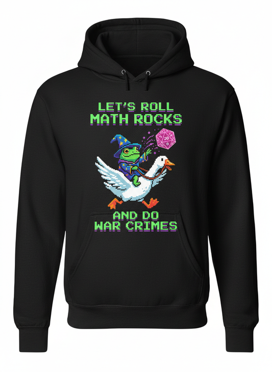 Let's Roll Math Rocks Frog Wizard Pixel Art TTRPG Design Hoodie - Black