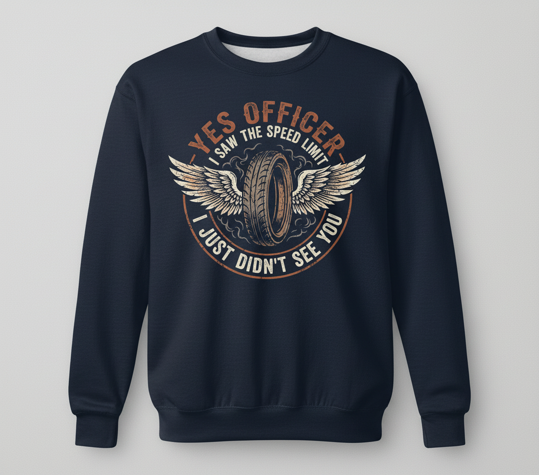 Yes Officer I Saw The Speed Limit Motorcycle Humor Sweatshirt - Navy