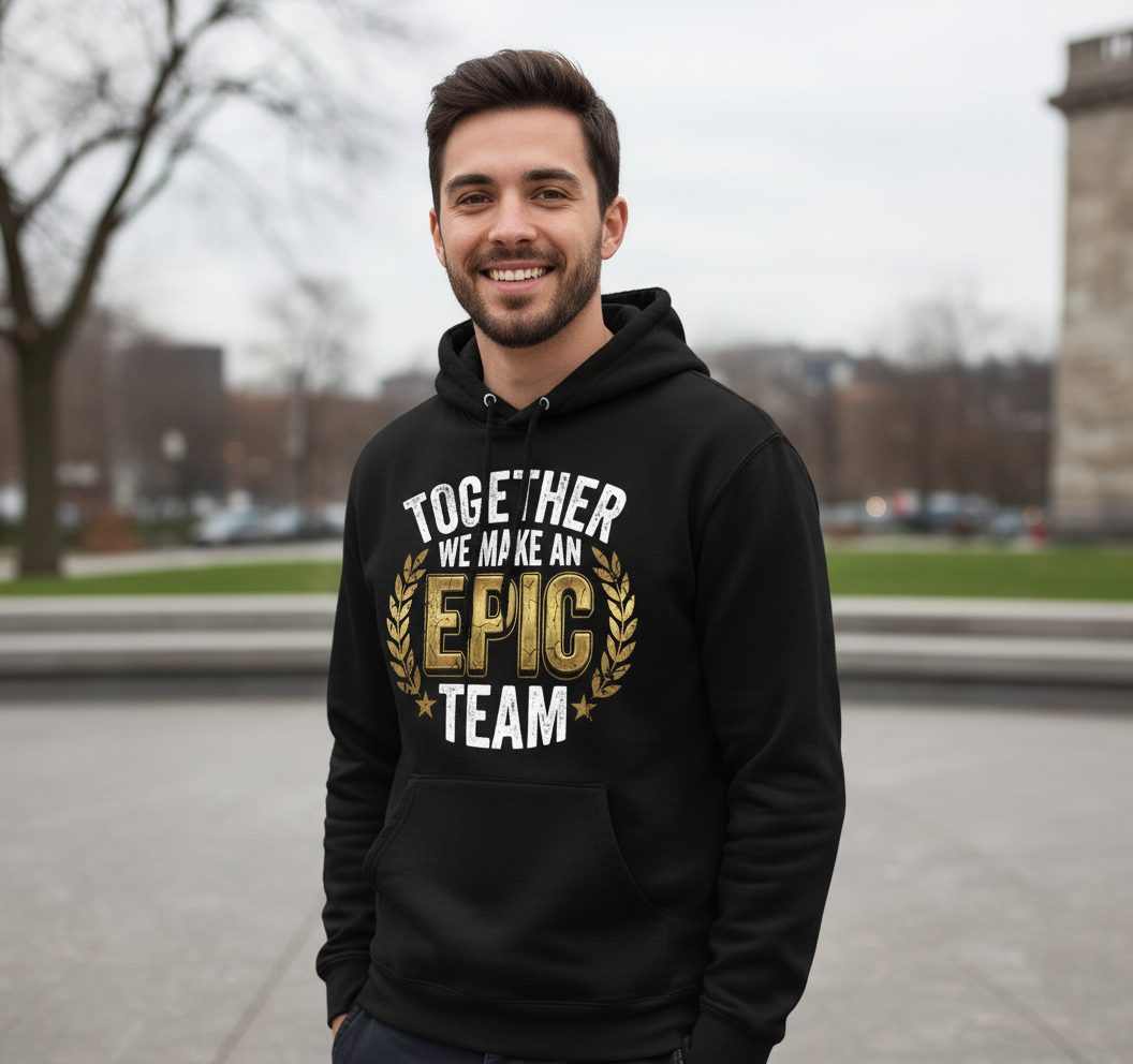 Together We Make an Epic Team teamwork Hoodie Black lifestyle mockup