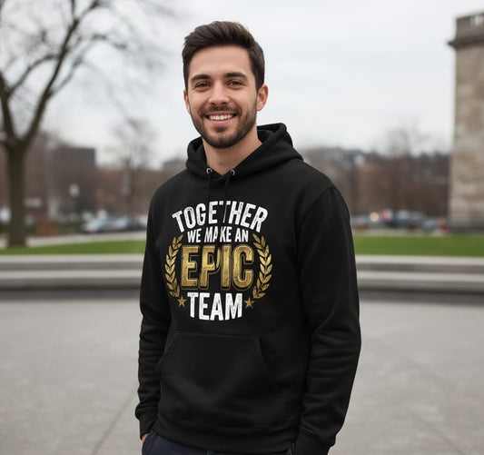 Together We Make an Epic Team teamwork Hoodie Black lifestyle mockup