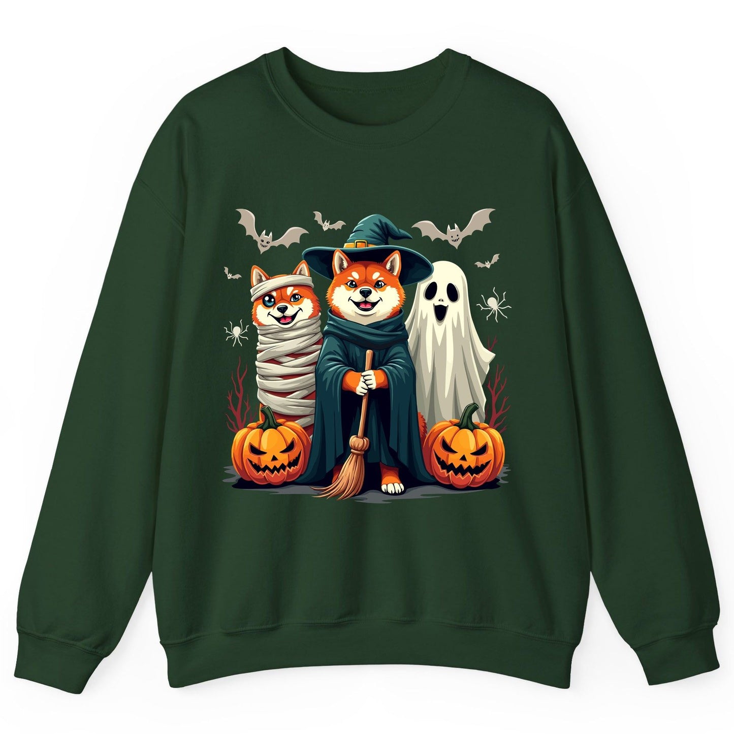Shiba Inu Halloween Costumes shiba inu Sweatshirt Forest Green product mockup