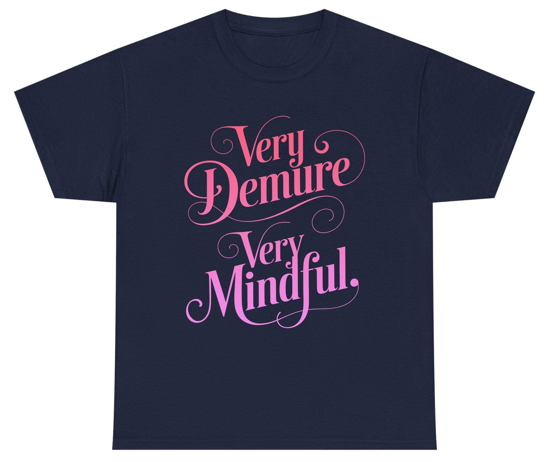 Very Demure Very Mindful mindfulness Youth T-Shirt Navy product mockup