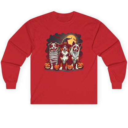 Australian Shepherd Halloween Dogs australian shepherd dogs Long Sleeve Tee Red product mockup