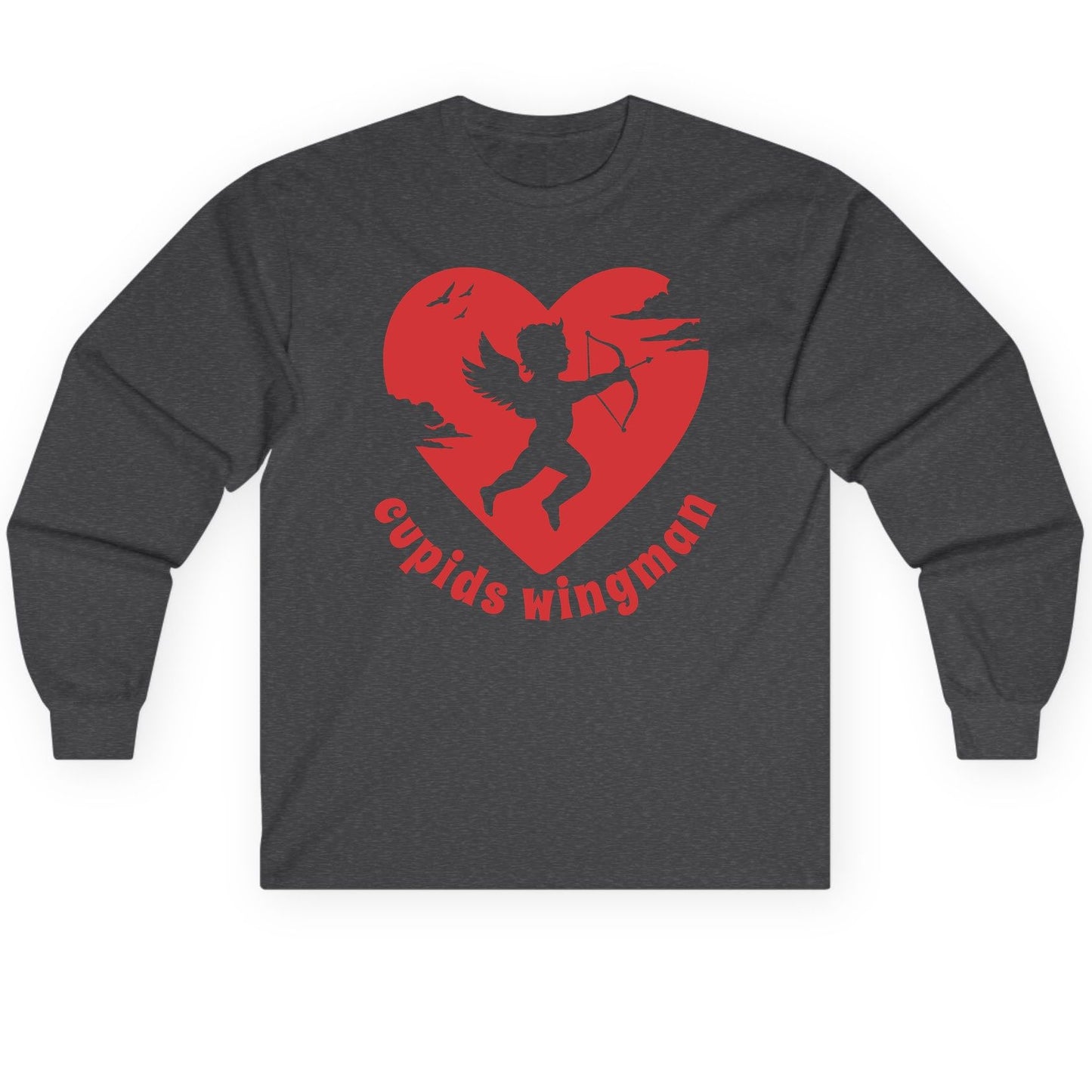 Cupids Wingman cupid Long Sleeve Tee Dark Heather product mockup