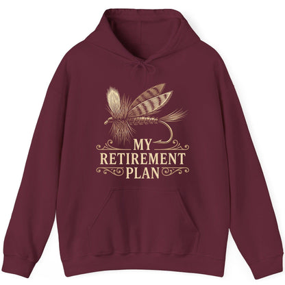 My Retirement Plan fly fishing Hoodie Maroon product mockup