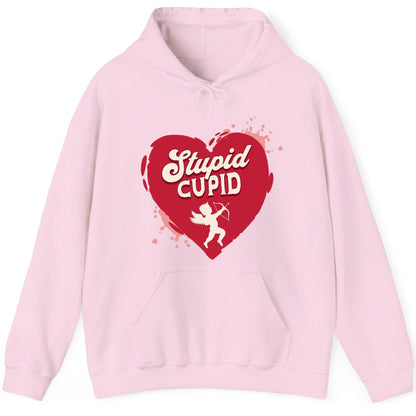 Stupid Cupid anti-Valentine's Day Hoodie Light Pink product mockup