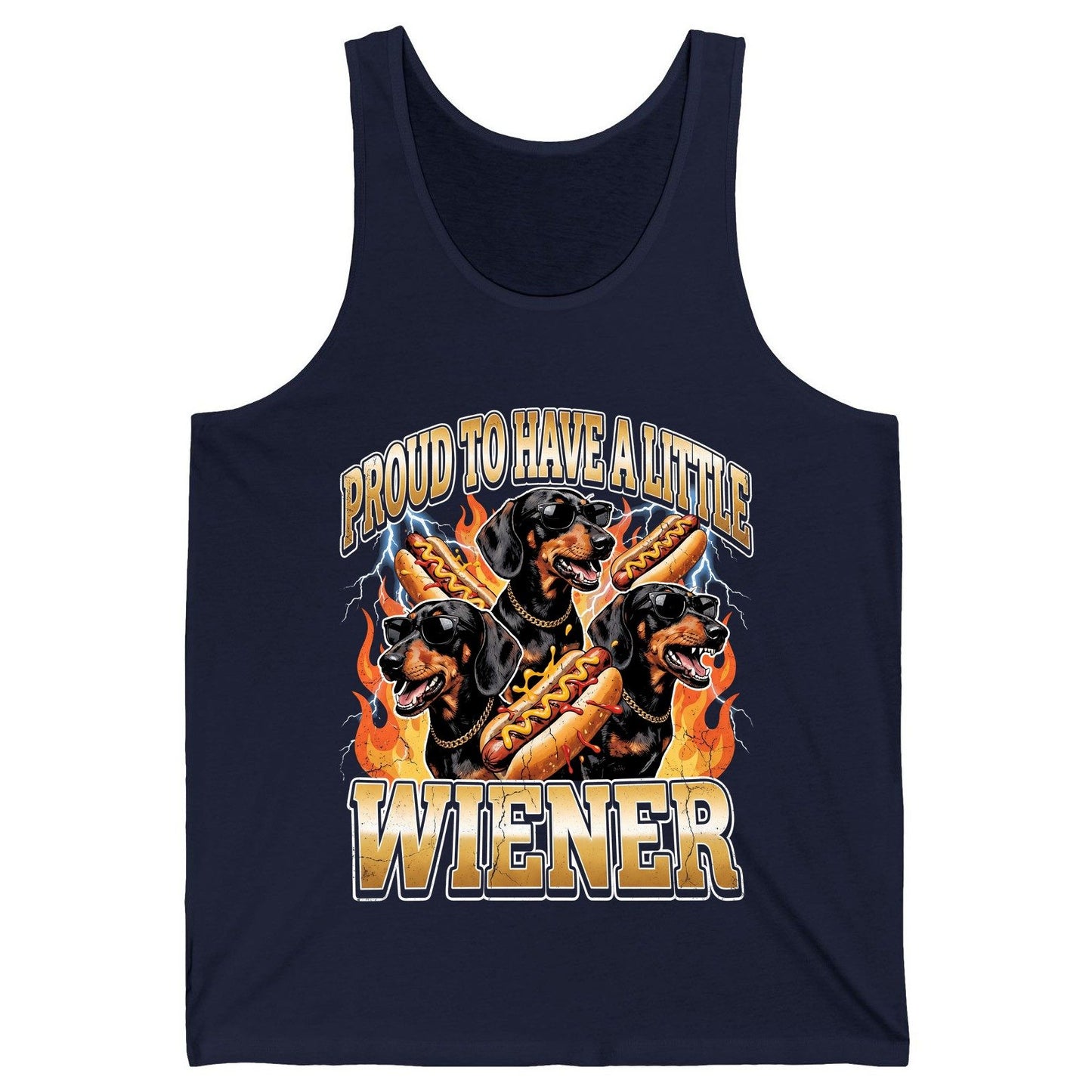 Proud to Have a Little Wiener dachshund Tank Top Navy product mockup