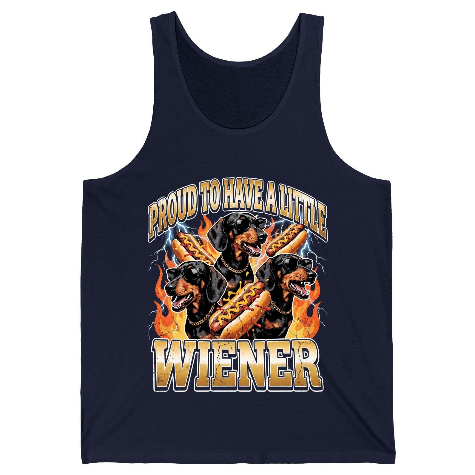 Proud to Have a Little Wiener dachshund Tank Top Navy product mockup