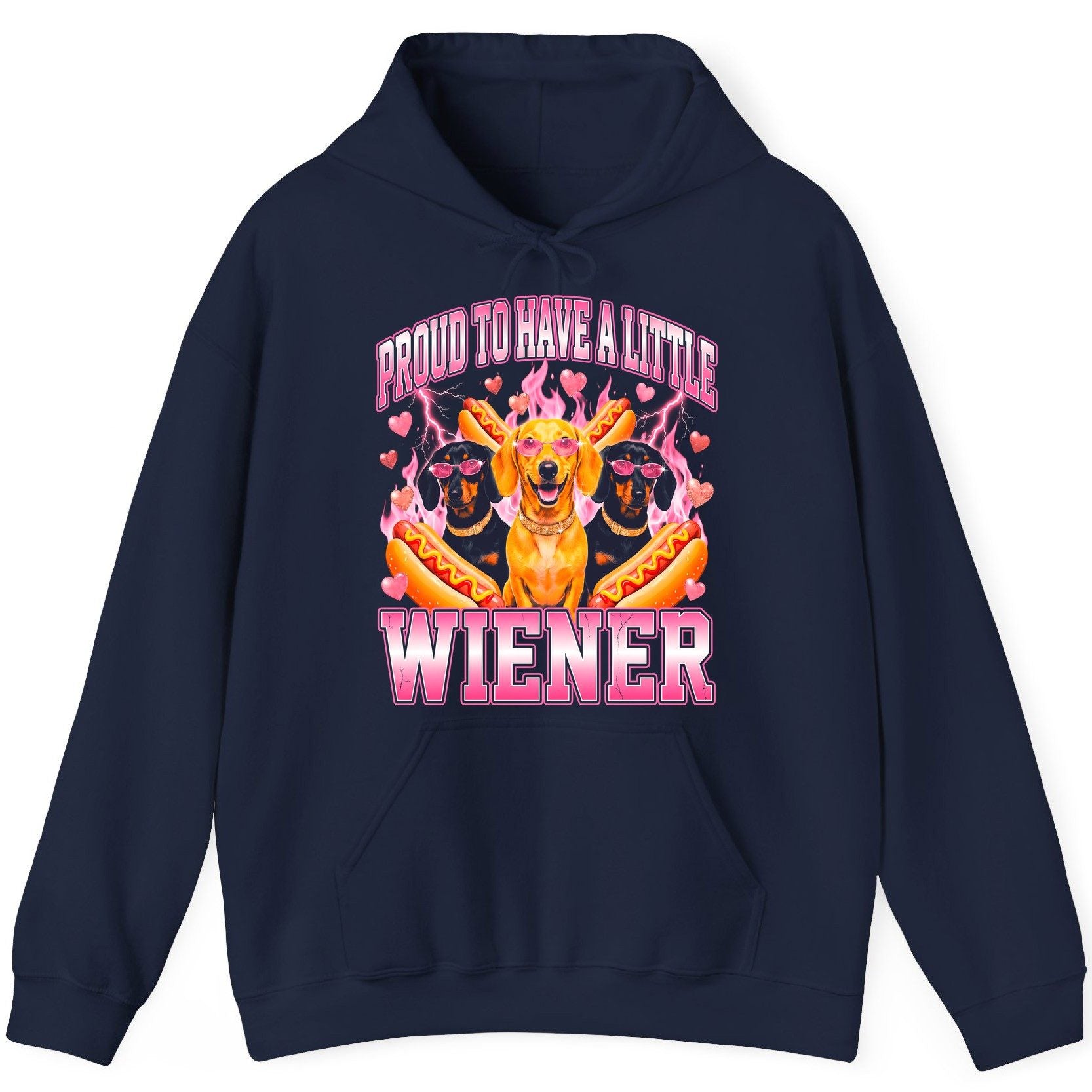 Proud to Have a Little Wiener dachshund Hoodie Navy product mockup