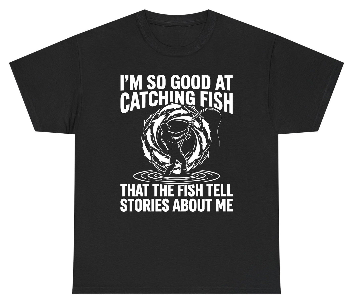 I'm So Good at Catching Fish That the Fish Tell Stories About Me fishing Youth T-Shirt Black product mockup