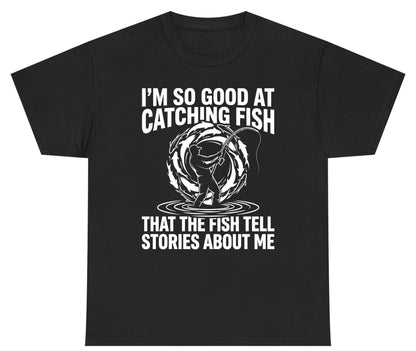 I'm So Good at Catching Fish That the Fish Tell Stories About Me fishing Youth T-Shirt Black product mockup