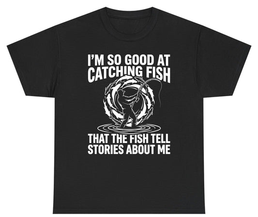 I'm So Good at Catching Fish That the Fish Tell Stories About Me fishing Youth T-Shirt Black product mockup