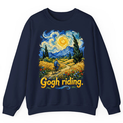 Gogh Riding van gogh art parody Sweatshirt Navy product mockup