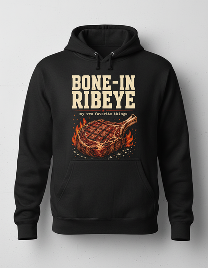Bone-In Ribeye Steak Illustration Hoodie - Black