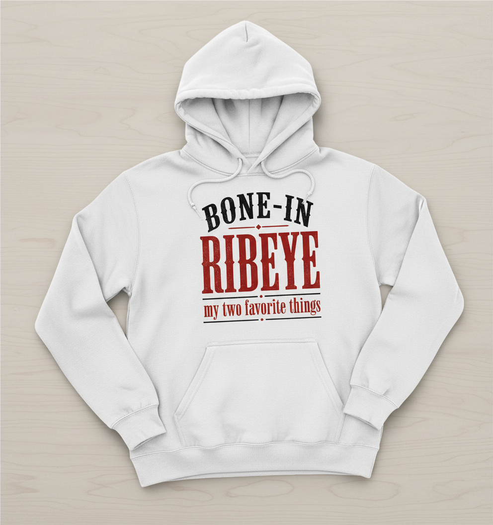 Bone-In Ribeye Steak Humor Hoodie - White