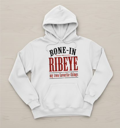 Bone-In Ribeye Steak Humor Hoodie - White