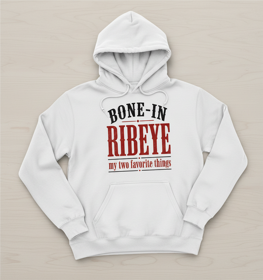 Bone-In Ribeye Steak Humor Hoodie - White