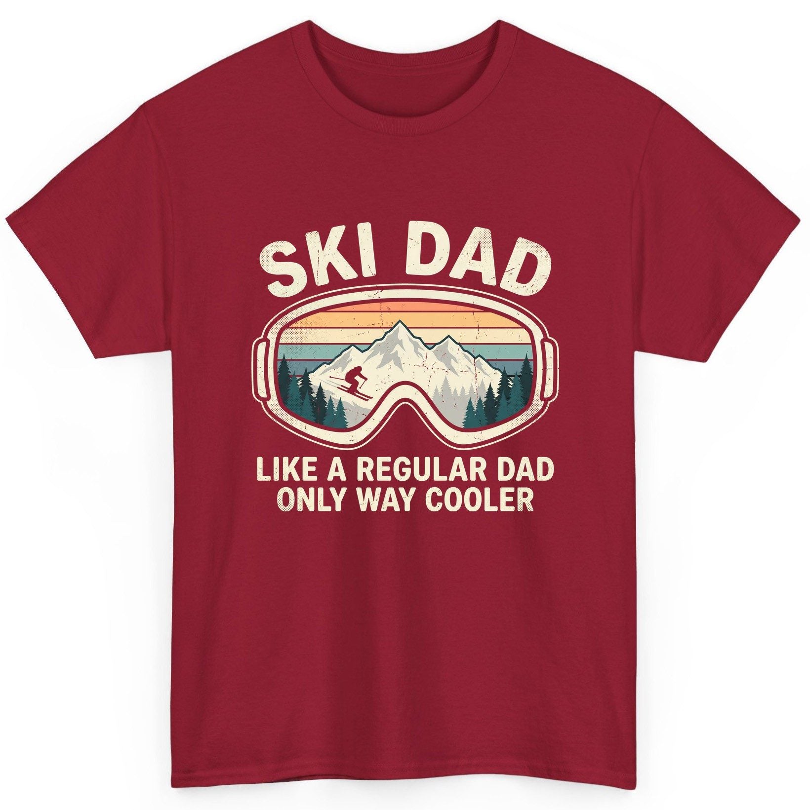 Ski Dad Like a Regular Dad Only Way Cooler skiing T-Shirt Cardinal Red product mockup