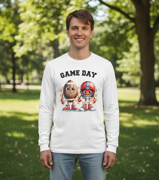 Game Day american football Long Sleeve Tee White lifestyle mockup