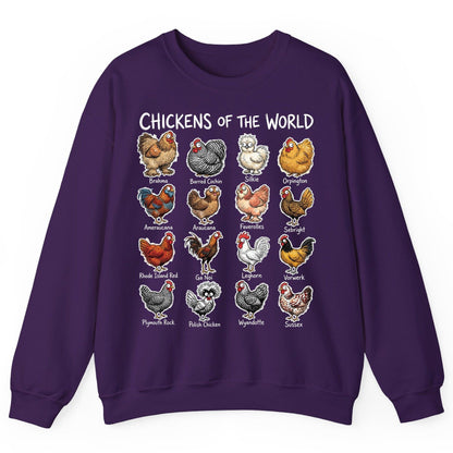 Chickens of the World chicken breeds Sweatshirt Purple product mockup