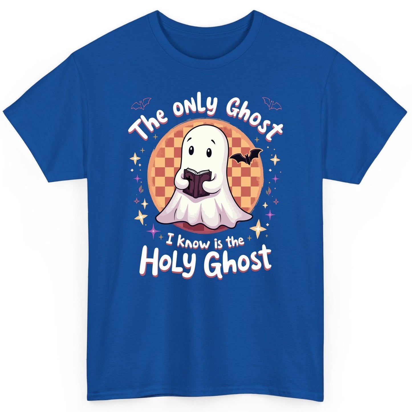 The Only Ghost I Know Is the Holy Ghost christian Halloween T-Shirt Royal product mockup