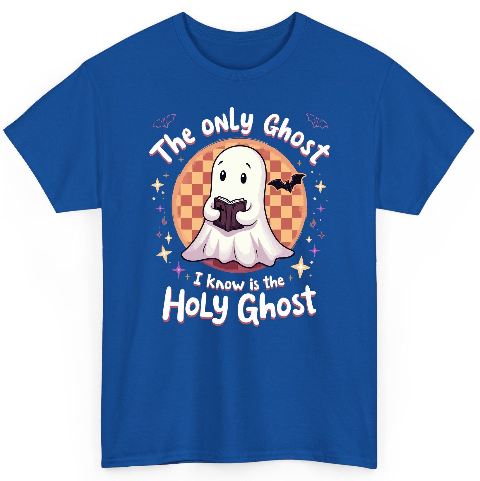 The Only Ghost I Know Is the Holy Ghost christian Halloween T-Shirt Royal product mockup