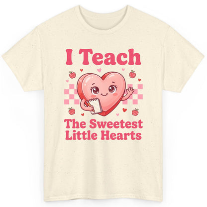 I Teach the Sweetest Little Hearts teacher T-Shirt Natural product mockup