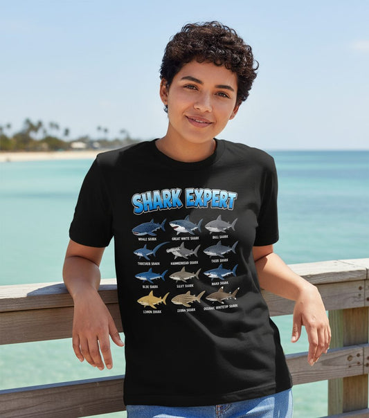 SHARK EXPERT Sharks T-Shirt - lifestyle model mockup - Black