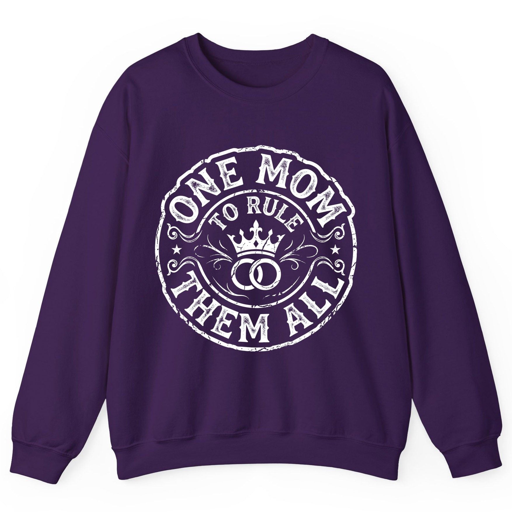 One Mom to Rule Them All Funny Moms Sweatshirt - product mockup - Purple