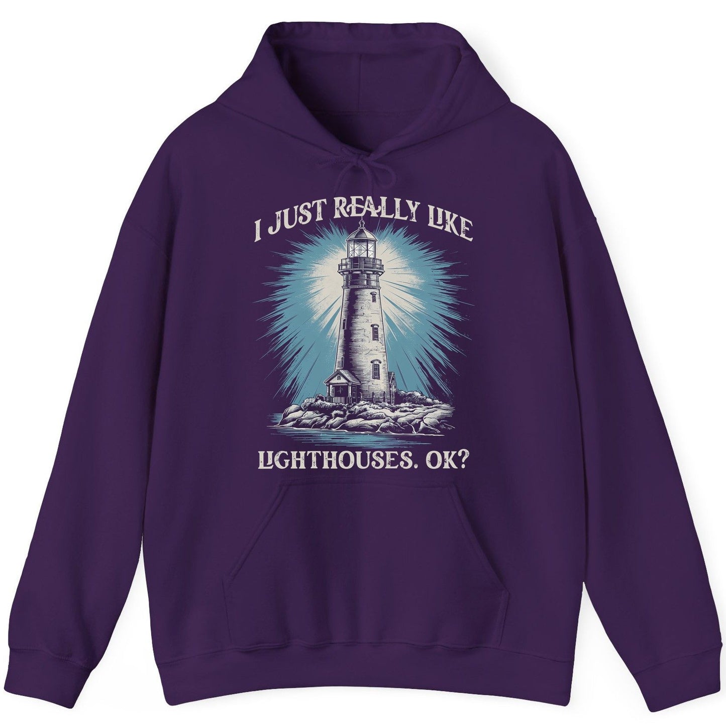 I Just Really Like Lighthouses, Ok? lighthouse Hoodie Purple product mockup