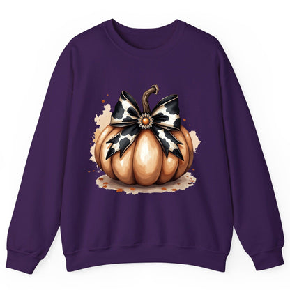 Cow Print Bow Pumpkin pumpkin Sweatshirt Purple product mockup