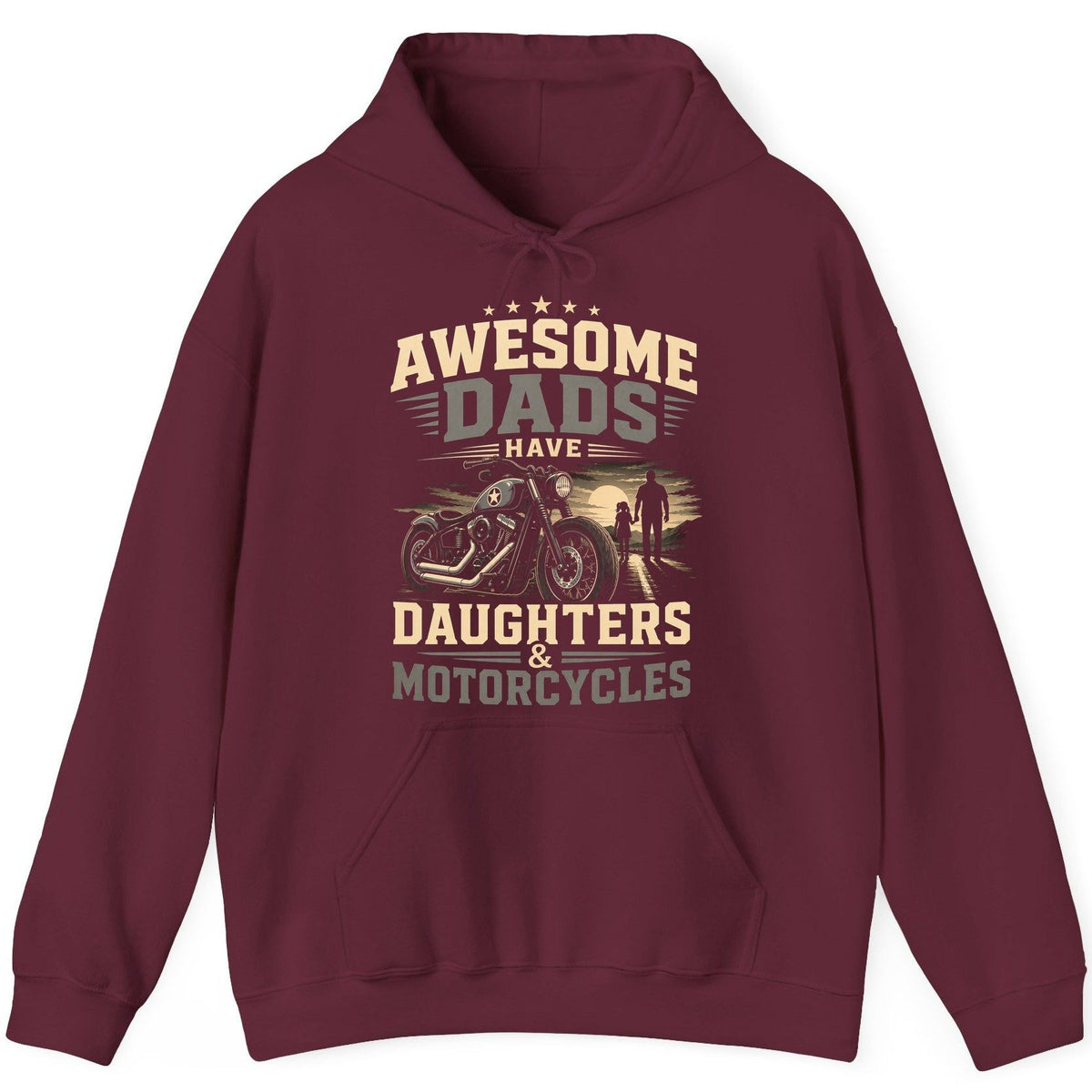 Awesome Dads Have Daughters & Motorcycles biker dad Hoodie Maroon product mockup