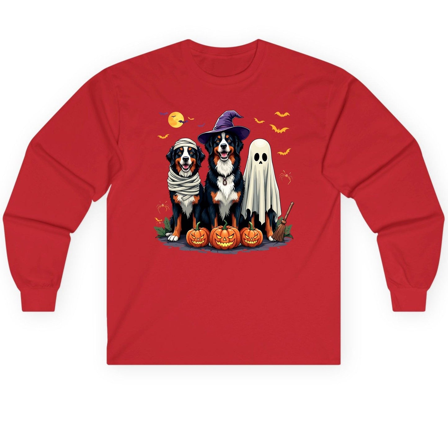Halloween Bernese Mountain Dogs bernese mountain dog Long Sleeve Tee Red product mockup