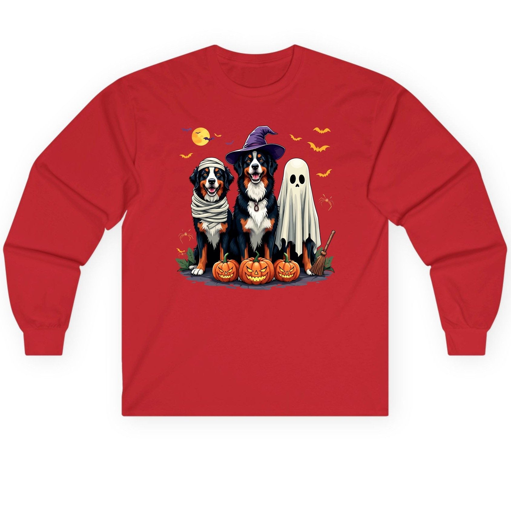 Halloween Bernese Mountain Dogs bernese mountain dog Long Sleeve Tee Red product mockup