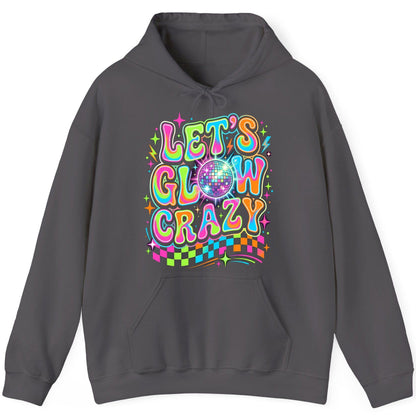 Let's Glow Crazy Retro Party Hoodie - product mockup - Charcoal