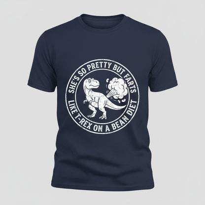 Funny Farting T-Rex On A Bean Diet T-Shirt - Navy