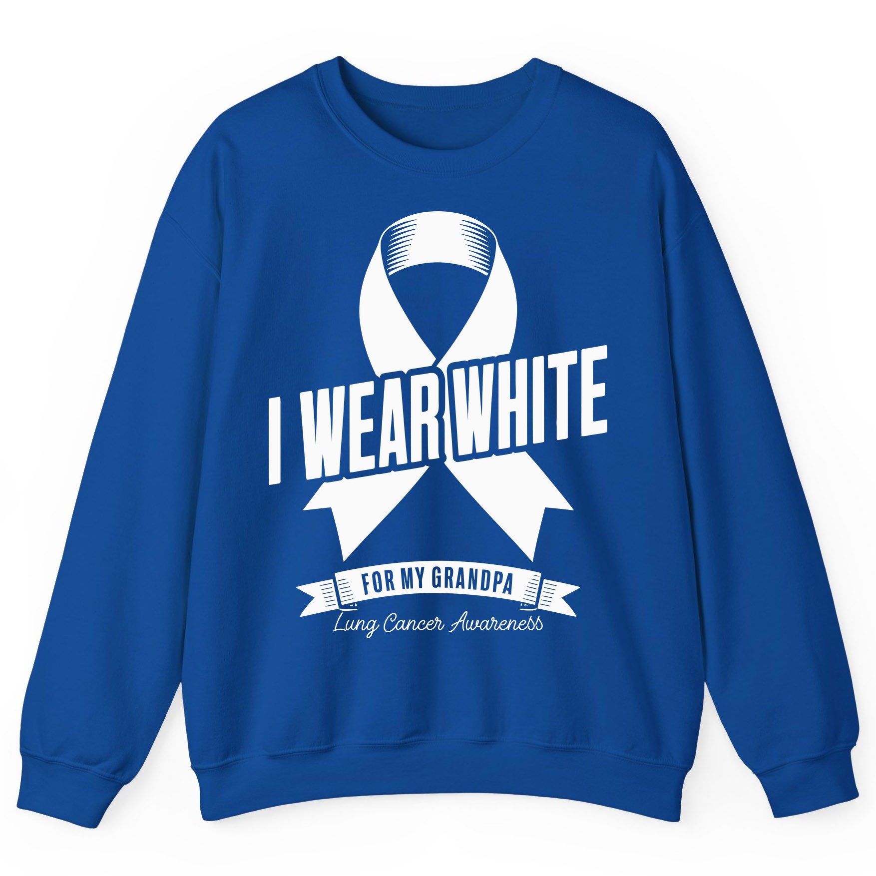 I Wear White for My Grandpa lung cancer awareness Sweatshirt Royal product mockup