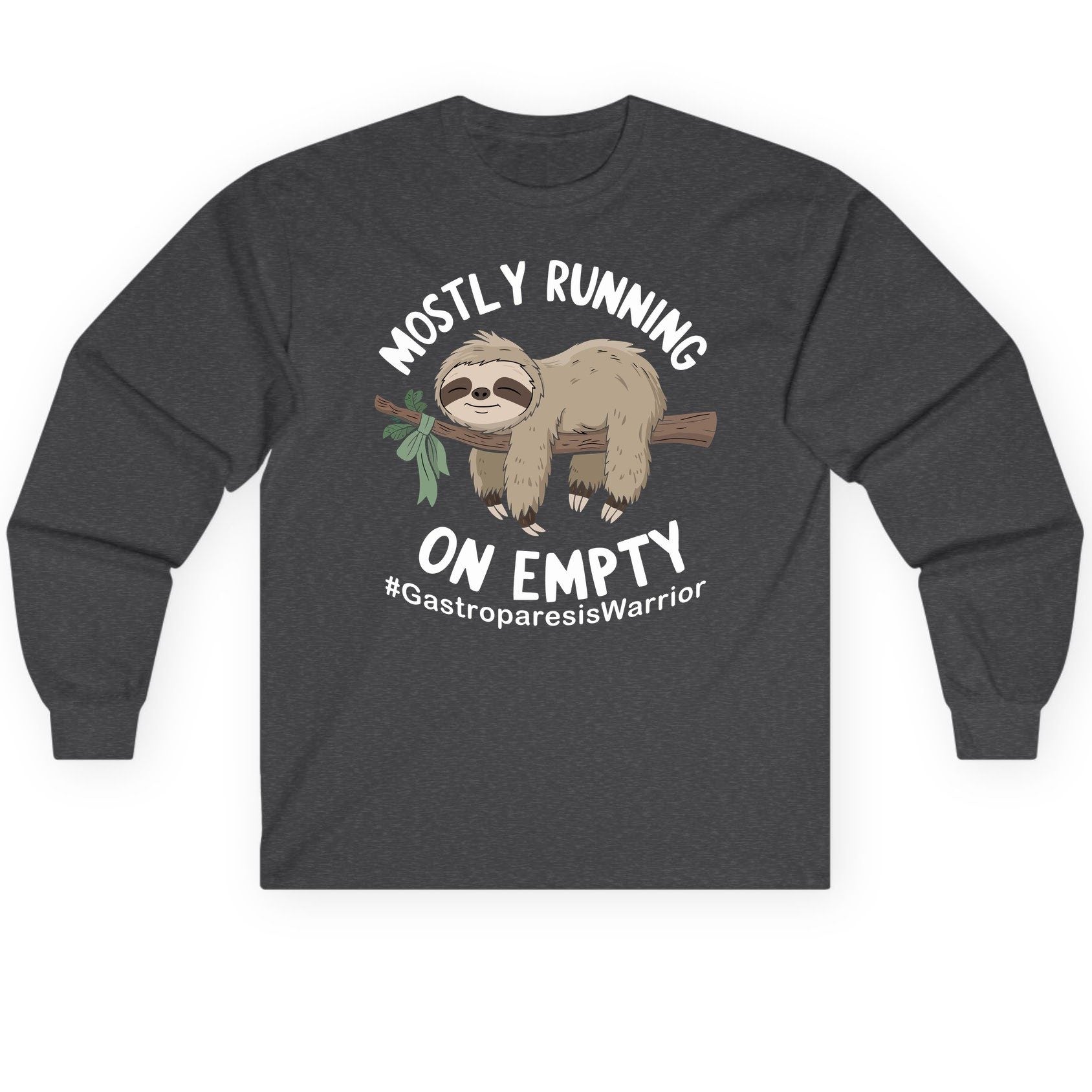 Mostly Running on Empty Gastroparesiswarrior gastroparesis awareness Long Sleeve Tee Dark Heather product mockup