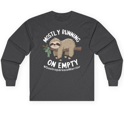 Mostly Running on Empty Gastroparesiswarrior gastroparesis awareness Long Sleeve Tee Dark Heather product mockup
