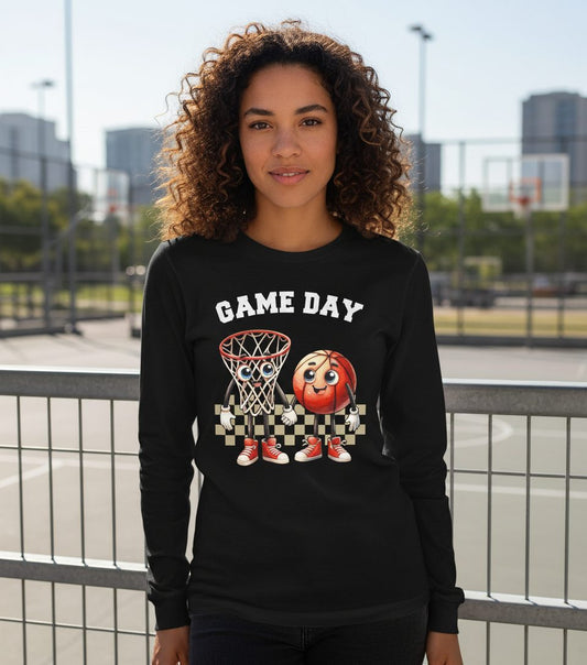 Game Day basketball Long Sleeve Tee Black lifestyle mockup