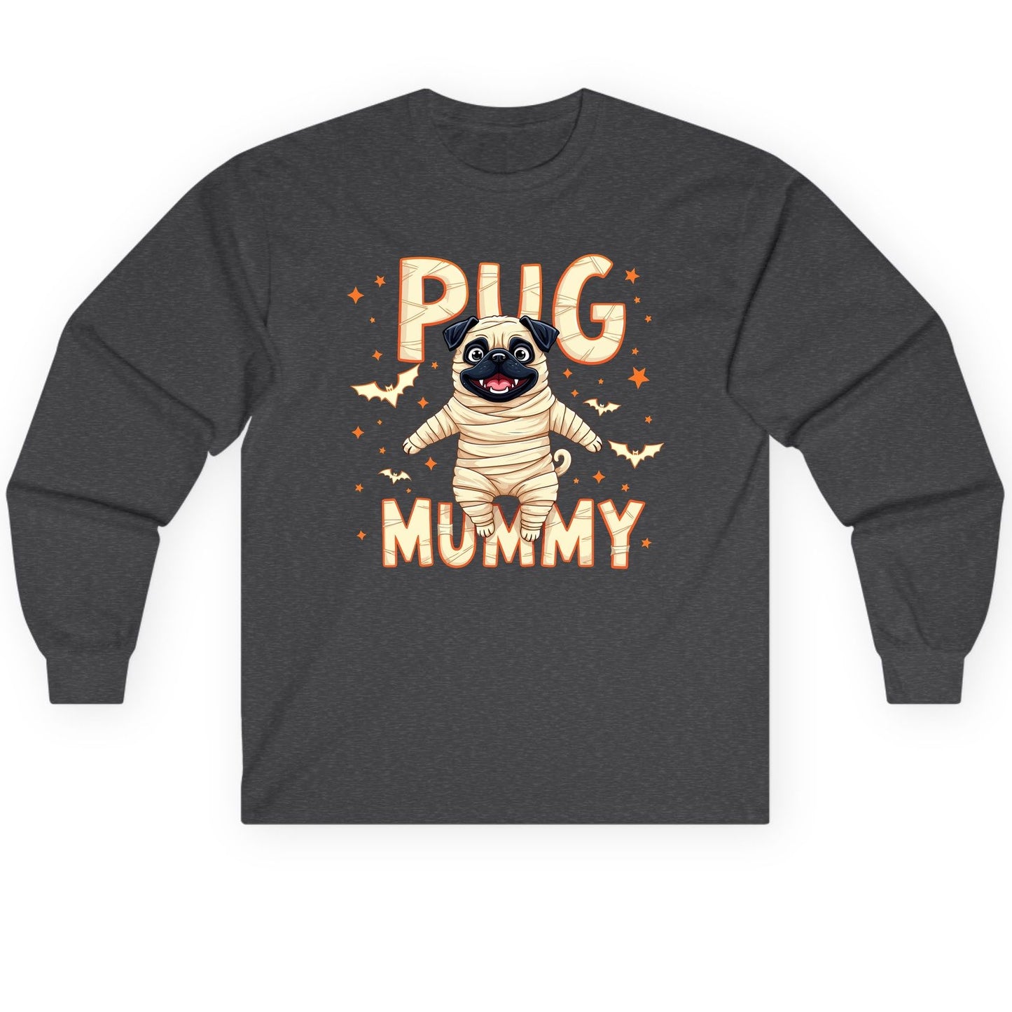 Pug Mummy pug Long Sleeve Tee Dark Heather product mockup